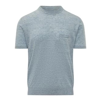 Amaranto T-Shirts, male, Blue, Size: XL Short Sleeve Knit T-Shirt