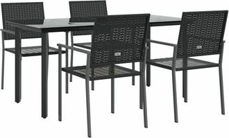 vidaXL Juego De Comedor Para Jard&iacute;n 5 Piezas Rat&aacute;n Sint&eacute;tico Y Acero Vidaxl