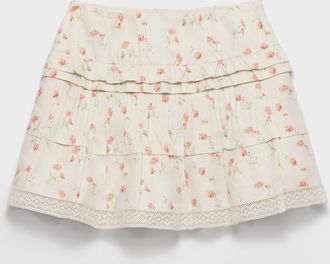 Prada Floral print linen miniskirt