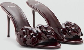 Mango Sandali vernice tacco fiori cioccolato - Donna - 35 - MANGO