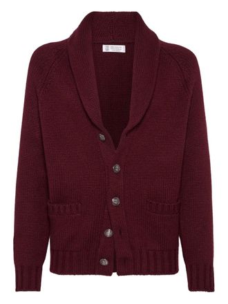 Brunello Cucinelli shawl-collar cardigan - men - Cashmere - 52 - Red