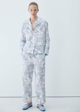 Mango Pantaloni cotone stampato blu - Donna - S - MANGO