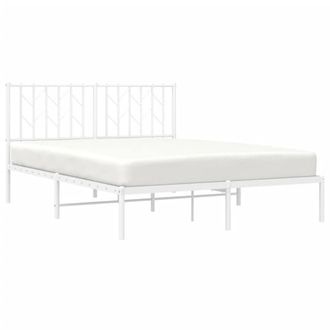 Berkfield Home Metal Bed Frame without Mattress with Headboard White 140x200cm | Size: 140x200 cm