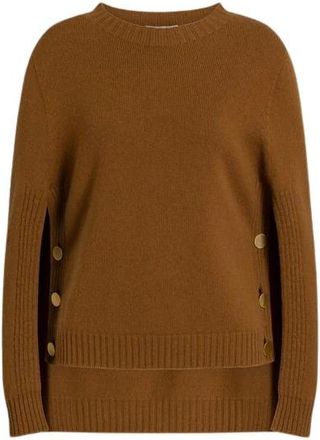 Alberta Ferretti Gebreide Top Met Cape - Dames - Ronde hals truien - Bruin - S - Wol - Truien & Vesten