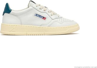 Autry Medalist Low Leather Sneakers with Mallard Blue Accents