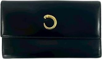 Cartier Pre-owned Wallets, female, Black, Size: ONE SIZE Pre-owned Panthere Calf Leather Trifold Wallet