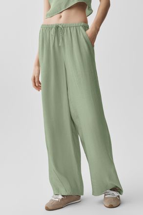 Alo | Semi-Sheer Golden Hour High-Waist Straight Leg Pants in Dune Grass, Size: Medium