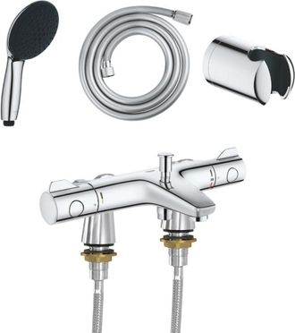 GROHE Grifo Termost&aacute;tico De Ba&ntilde;era Grohe Precision Trend Con Barra De Ducha Idroflex + Teleducha Start De 2 Chorros + Flexo + Soporte
