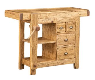Biscottini International Biscottini - Banco De Trabajo De Estilo Country De Madera Maciza De Tilo Acabado Con Efecto Natural