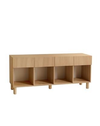 Deco Wood Aparador 4 cajones de madera chapa de roble natural 176x40cm