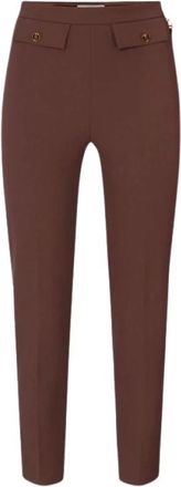 Elisabetta Franchi Slim-fit Broek - Dames - Vrijetijds broeken - Bruin - L - Polyester - Broeken