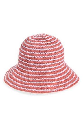 Nordstrom Rack Stripe Straw Bucket Hat in Burgundy at Nordstrom Rack