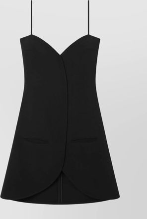 Courr&egrave;ges crepe texture sweetheart neck spaghetti strap midi dress