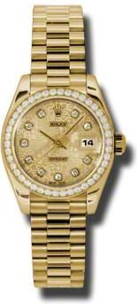 Rolex Lady-Datejust 26 Champagne Dial 18K Yellow Gold President Automatic Ladies Watch 179138CJDP
