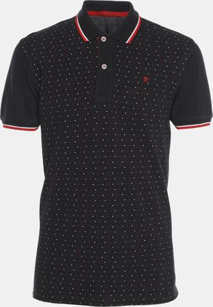 Carolina Herrera Navy Blue Dotted Print Jersey Polo T-Shirt