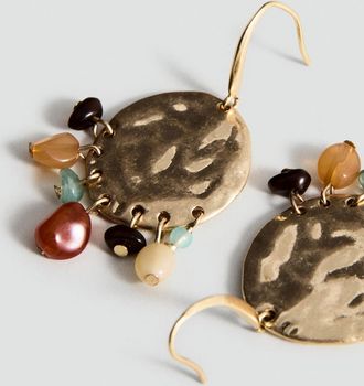 Mango Orecchini ciondolo perline oro - Donna - Taglia unica - MANGO