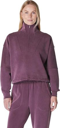 Sweaty Betty Sand Wash Funnel Neck Half Zip Womens Clothing Midnight Cherry Purple : XS, Elastane/Modal/Polyester