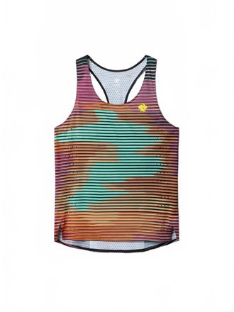 Rabbit Womens Go Time Tank In Orange Heat Map Print