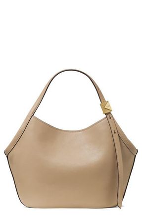 Kate Spade New York small deco fine grain leather tulip top handle bag in Timeless Taupe at Nordstrom