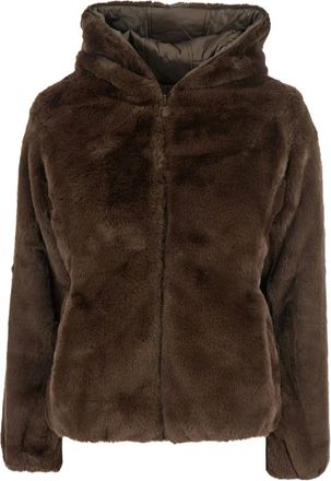 Save The Duck Giacca in pelliccia sintetica con cappuccio - Marrone