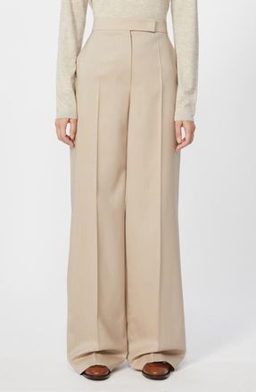 Max Mara Girone Wool, Mohair & Silk Wide Leg Pants in Moss at Nordstrom, Size 12