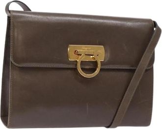 Ferragamo Tweedehands leren schoudertassen - Dames - Vintage Schoudertas - Bruin - ONE Size - Leer - Vintage