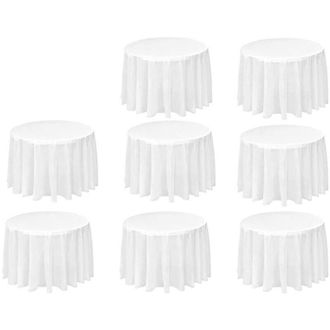 OEM Juego De 8 Manteles Redondos Desechables De 84 Pulgadas, Impermeables, De Pl&aacute;stico Peva Blanco -crezuo