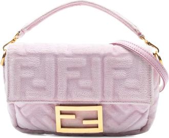 Fendi 2010-2025 Mini Zucca Embossed Velvet Baguette satchel - Roze