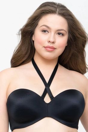 Curvy Couture Smooth Strapless Smooth Strapless Multi-Way Bra In Black