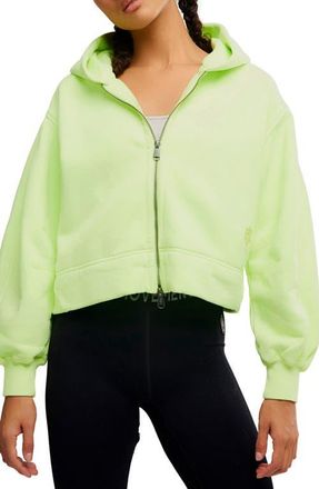 Free People FP Movement A Cut Above Cotton Zip Hoodie in Sour Citrus at Nordstrom, Size X-Small