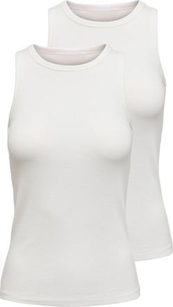 Only Tanktop ONLY ONLSALLY TANK TOP 2 PACK CS JRS, Damen, Gr. XL, hellwei&szlig; pack:hellwei&szlig;, Jersey, Obermaterial: 95% Baumwolle, 5% Elasthan, unifarben, slim