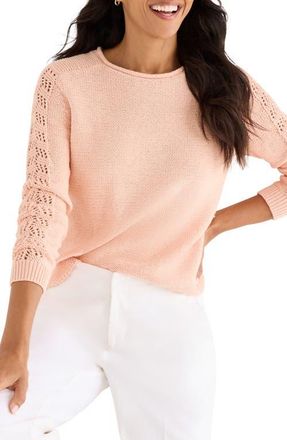Nic+Zoe Crochet Sleeve Sweater in Sherbert at Nordstrom, Size Xx-Large