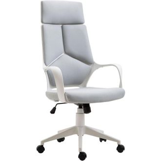 HOMCOM Homcom - Silla De Oficina Giratoria De Malla, Con Funci&oacute;n Basculante, Altura Ajustable, Respaldo Alto Y Reposabrazos, Para Estudio, Carga 120 Kg, Gris