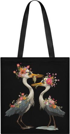 Generic Heron Flower Beach Bird Tote Bag for Women Men Shoulder Bags Purses Pouch Handbags