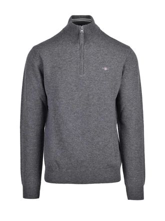 GANT Half-Zip Wool Sweater With Ribbed Detailing