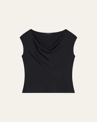 Theory Cap-Sleeve Silk Cowl Top