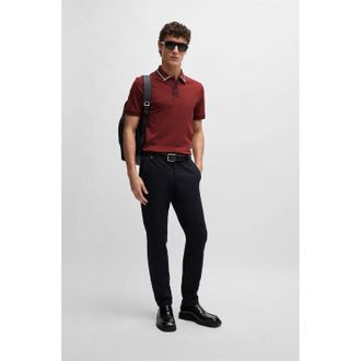 HUGO BOSS Mens Phillipson 36 Polo Shirt in Brown Cotton - Size X-Large