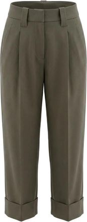 Brunello Cucinelli Green Tailored Pleated Pant