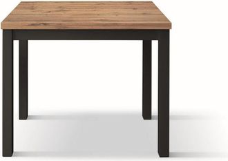 Konte Design Mesa de madera efecto roble, patas antracita, alargada 90x90-180x90cm