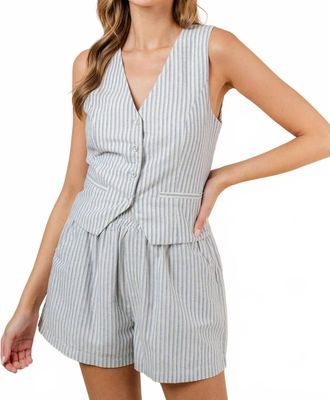 FORE COLLECTION Mila Cotton Stripe Vest In Light Blue