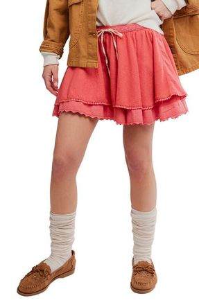 Free People Tulip Layered Miniskirt in Coral at Nordstrom, Size X-Small