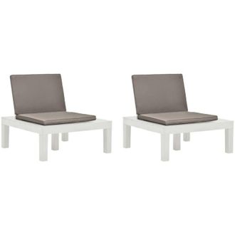 vidaXL Vidaxl - Sedie a Sdraio da Giardino e Cuscini 2 pz in Plastica Bianche