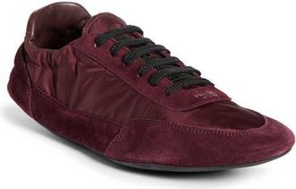 Prada Collapse Mixed Media Low Top Sneaker in Bordeaux at Nordstrom, Size 8.5Us
