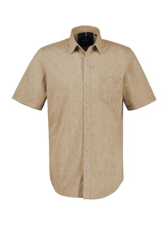 Lerros Kurzarmhemd LERROS, Herren, Gr. XXL, N-Gr, beige (light dune beige), Web, Obermaterial: 80% Baumwolle, 20% Leinen, unifarben, regular fit taillenbedec