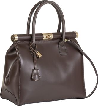 LiaTalia Womens Satchel Bag - Genuine Leather Bag - Top Handle Shoulder Bag - Made with 100% Italian Leather - Stylish & Elegant Design - [UB Brown (Plain)]