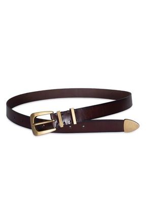 AllSaints Calfskin Leather Belt in Brown at Nordstrom, Size X-Small
