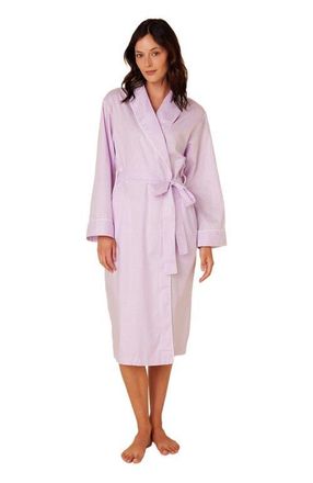 The Cats Pajamas Luxe Pima Shawl Collar Robe in Classic Gingham Lavender at Nordstrom, Size Medium