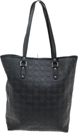 Ferragamo Pre-owned Tote Bags, female, Black, Size: ONE SIZE Pre-owned Canvas Tote Bag