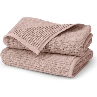 Boll & Branch Set of 2 Ribbed Organic Cotton Hand Towels in Dusty Rose at Nordstrom
