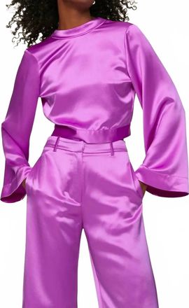 Something Navy Silk Open Back Top In Pink